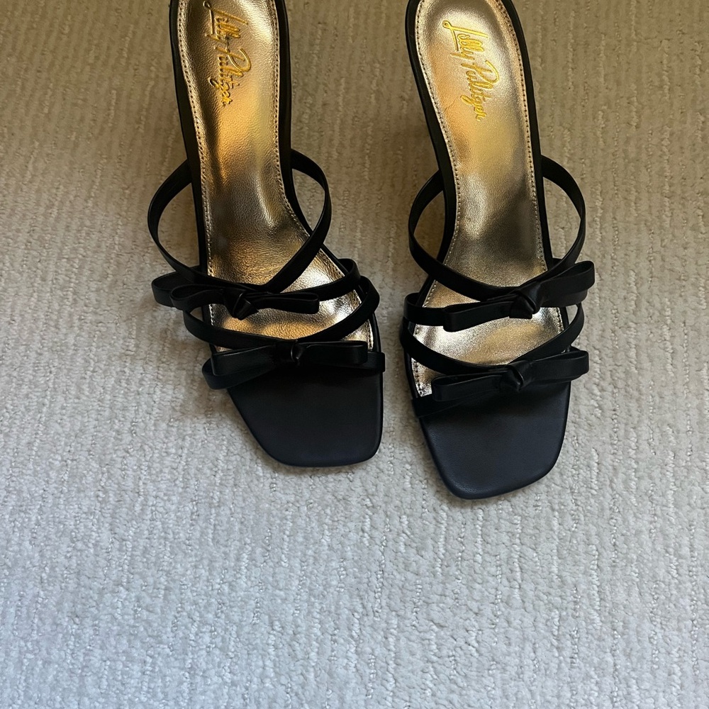 Lilly Pulitzer Black  Strappy Bow Mule Sandals